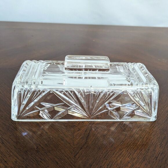 Gorham Cherrywood Lead Crystal Covered 1/4 lb Butter Dish w/Lid Vintage - Picture 7 of 10
